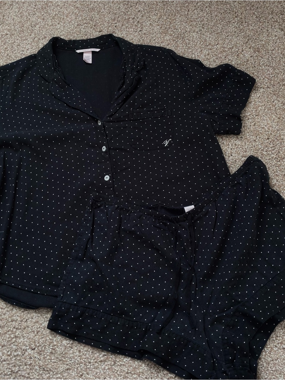 Victoria’s Secret Black Polka Dot Pajama Set